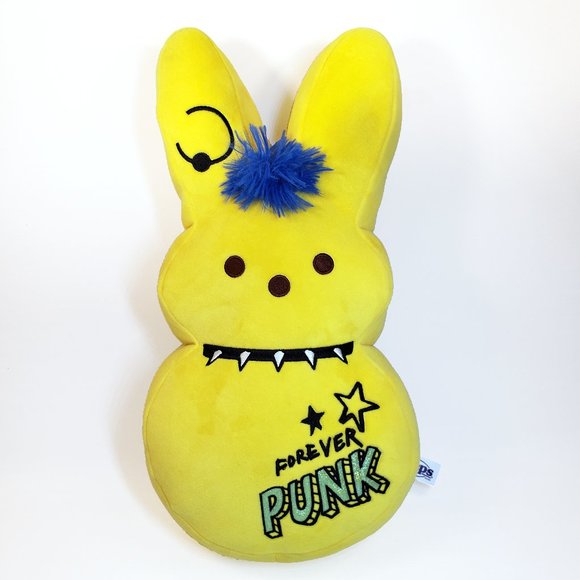 16" Emo Yellow Bunny Just Born Plush FOREVER PUNK, Spike Collar & Earring - Picture 1 of 9